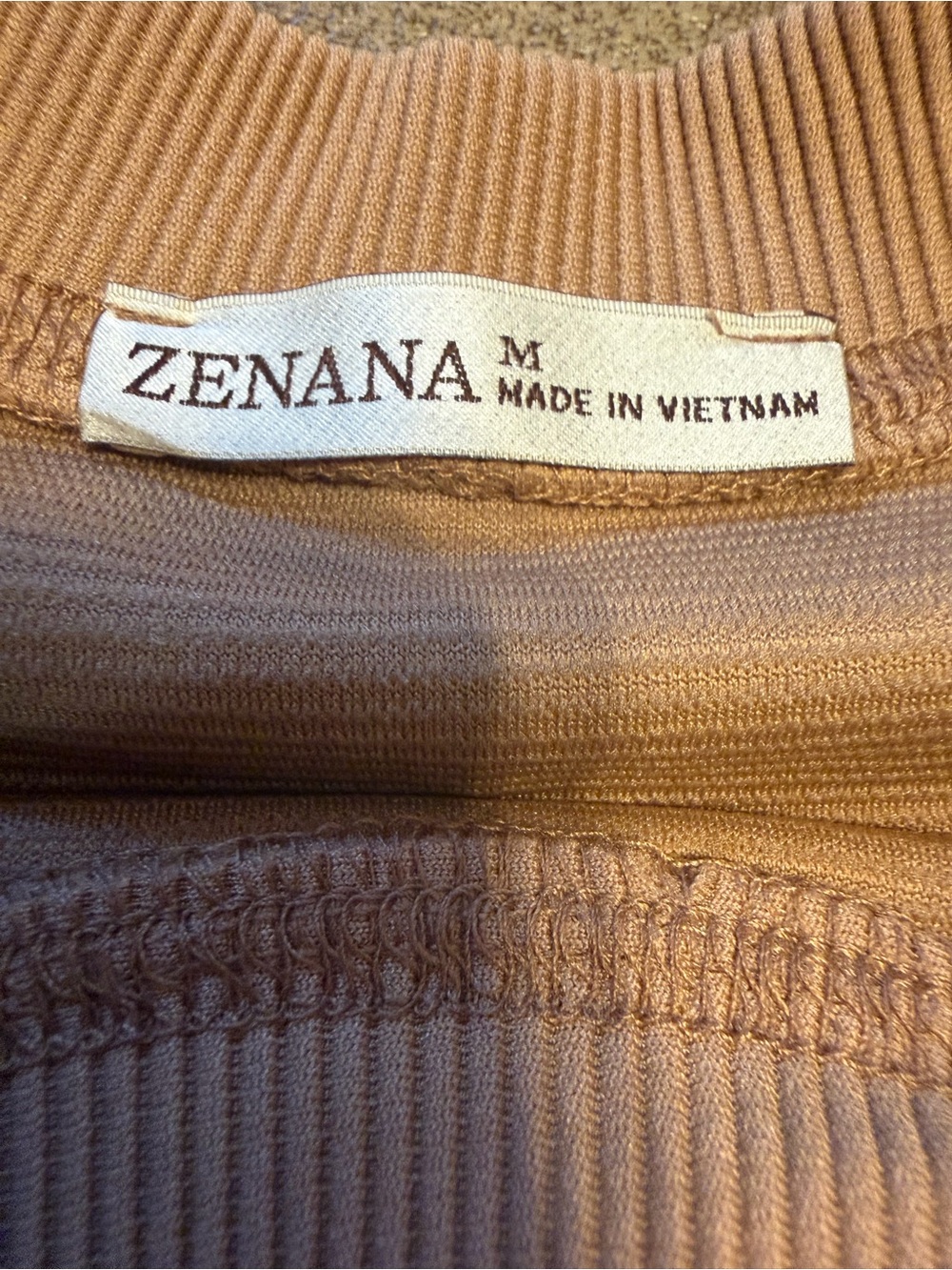Medium Zenana Tan Ribbed Short Set, NWOT, $25 - Picture 5 of 5